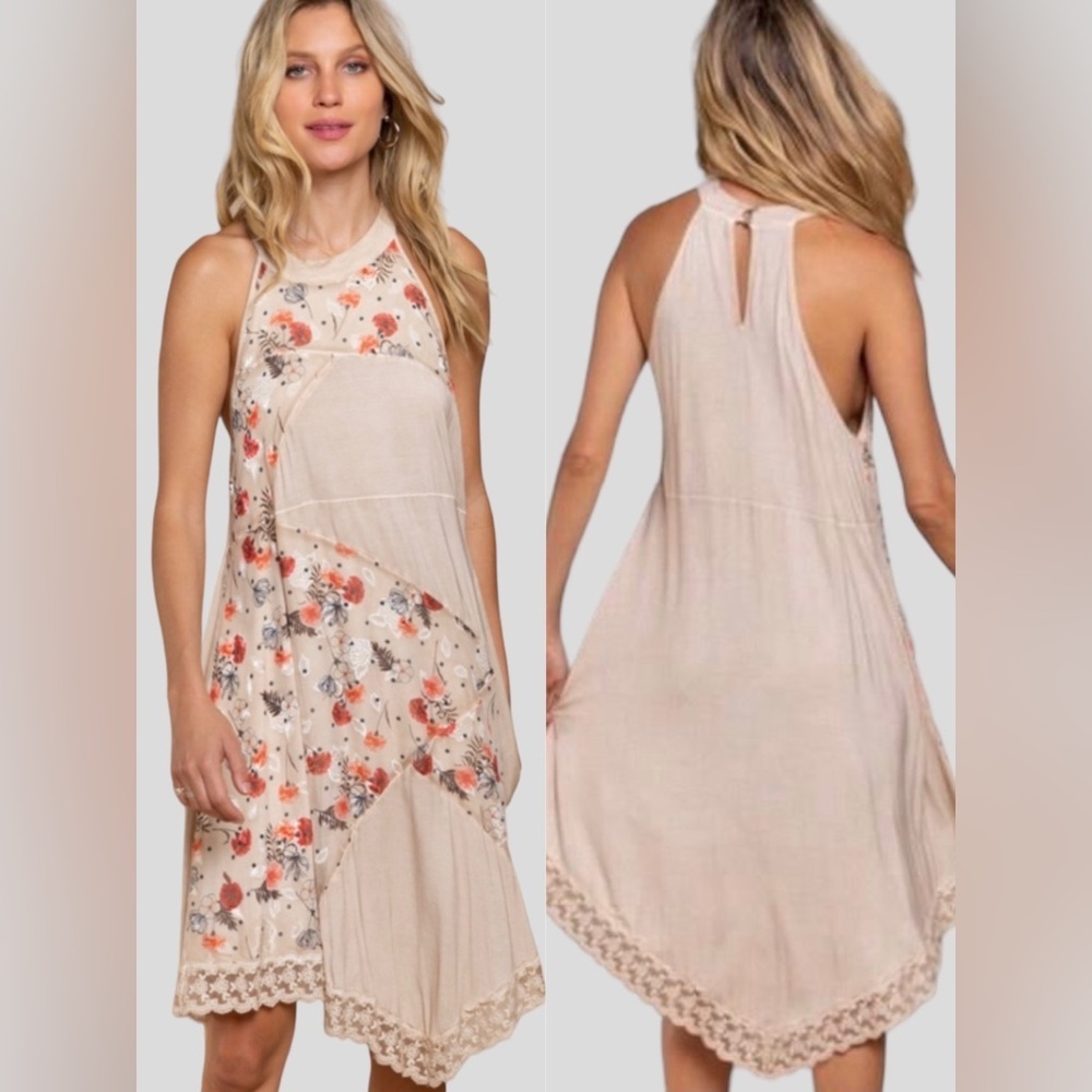 3-Pack Floral Print Halter Style Flowy Midi Dress